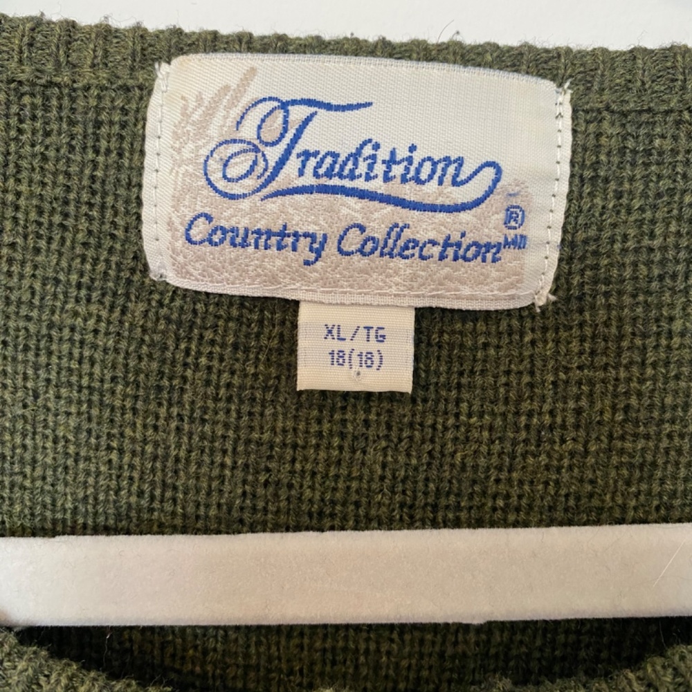 Vintage Tradition Country Collection Zippered Cardigan, XL, Green - Picture 4 of 5